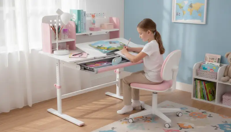 Kinderschreibtisch mit Regal: Clevere Lernwelt