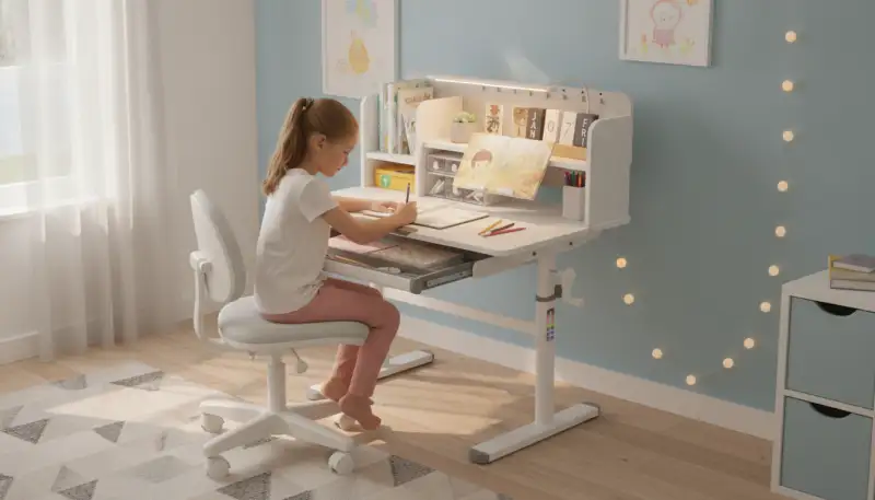 Neigbarer Kinderschreibtisch: Ergonomie für Schulkinder