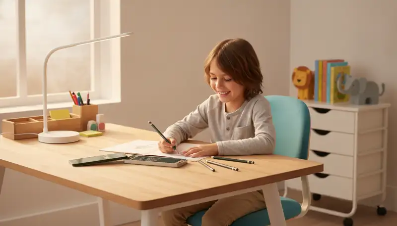 Optimal ausgestattet: Schreibtisch Set für Schulkinder
