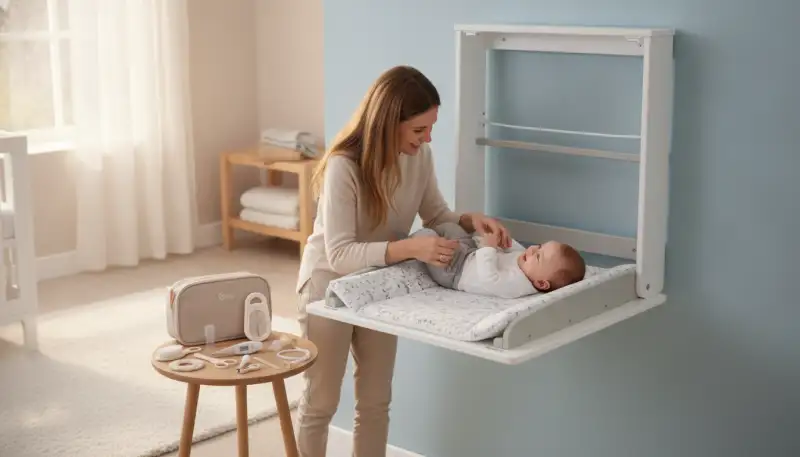 Wandklappbarer Wickeltisch: Platzwunder im Babyzimmer